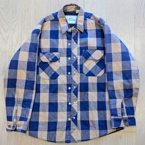 Sears Blue and Tan Plaid Men's Button-Down Shirt